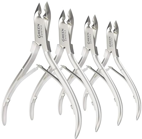 Professional Cuticle Trimmer Nail Cuticle Cutter Stainless Steel Cuticle Nippers with Sharp Blades of Cuticle Remover Clippers Manicure Tools Double Spring - Pedicure Nail Tools (Silver - 4 Pack)