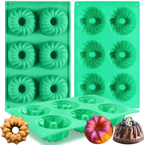 Generisch 2 Stück Mini Silikon Gugelhupfform – Antihaft Gugelhupf Backform für Muffins, Bagels, Kekse & Mini-Kuchen – Spülmaschinenfest & Wiederverwendbar