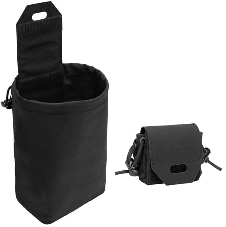 IDOGEAR Pochette de vidange Molle Sac de Recyclage de Magazines Tactique Pliable Utilitaire Poche pour Ceinture de randonnée Gilet(Black)