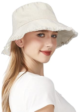 AYPOW Sombrero del Pescador Algodón Mujer, Moda Sombrero de Sol de Sol al Aire LibreVerano, Protección UV Gorra de Pesca Mujer Plegables Bucket Hat Hombres Senderismo Camping y Playa Viaje