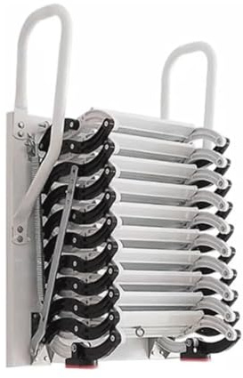 EYPKPL Home Loft Ladder Manual Pull Down Attic Ladder 500kg Load Telescoping Ladder Space Saving Alloy Folding Staircase