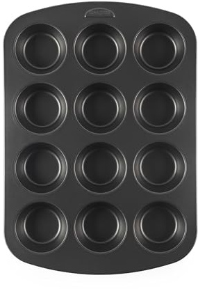 Salter Recycled 12-Cup Muffin Tray – 100% Recycled Carbon Steel Bakeware, Non-Stick Easy-Clean Surface, L38.8 x W27.6 x H3.4 cm, Oven-Safe to 220°C, Ideal for Cupcakes and Muffins