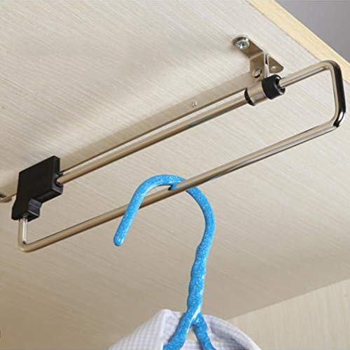 Telescopic Clothes Rod for Closet, Adjustable Pull Out Closet Rod - Retractable Valet Hanger Rail With Sliding Telescopic Extension for Clothes(SIZE:12 Inch)