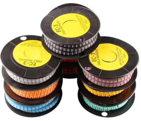 Etichettatura cavi, Etichette Segnacavi Numero da 0 a 9 Dimensioni cavo 1,5 mqm in ​​PVC colorato misto Isolamento EC-0 1000 pezzi(Ec 0 1000pcs Mix)