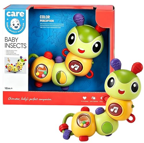 Giocattolo Caterpillar - 7,48x6,3x2,36 pollici Giocattoli per il pancia, giocattoli musicali, ABS Caterpillar Soft Musical | Giocatoli calmanti per la dentizione, flessibili e, per i primi via