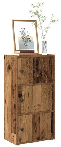 YUTAASU Armoire à Livres en Bois d'ingénierie 40x24x77 cm, bibliothèque avec Porte Flexible pour Rangement fermé, étagère à Livres Vieux Bois avec Plusieurs étagères, Installation