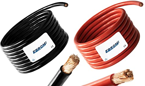 EBROM Batteriekabel auf den Meter genau! ROT (+) SCHWARZ (-) als Kombi 2,5/4 / 6/10 / 16/25 / 35/50 oder 70 mm² Batterie Kabel 99,9% OFC Kupfer – Ihre Auswahl: 6 Meter 16 mm2 rot + schwarz
