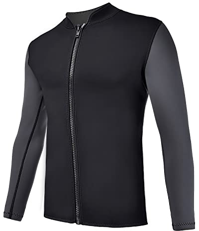 REALON Wetsuits Top Jacket Women Men 2mm Neoprene Long Sleeve Shirt 3mm Front Zipper Vest Wet Suit Keep Warm for Adult Youth Kids Diving Surf Swim Water Sports