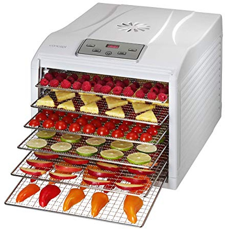 CONCEPT Hausgeräte, Deshidratador blanco SO2050, filtro de acero inoxidable, control táctil, 500, plástico, 600 centímetros cúbicos