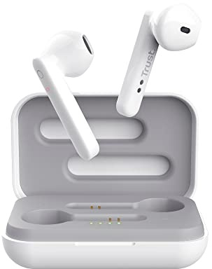 Trust Mobile Primo Touch Bluetooth Kopfhörer, In-Ear Kabellose Ohrhörer, Earbuds mit Ladecase, TWS, Integriertes Mikrofon, bis zu 10 Stunden Spielzeit, für Android, Chrome, iOS, Windows, Weiß