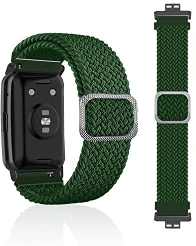 SeNool Armband Kompatibel mit Huawei Watch Fit/Fit New/Fit Elegant/Fit SE, Nylon Geflochtenes Sport Ersatzband, Bänder für Huawei Watch Fit/Fit New/Fit Elegant/Fit Special Edition - Grün