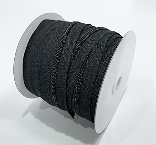 15 Mètres Fermeture Éclair Continue en Nylon , Avec 10 Curseurs Coulissants en Métal #10, Fermeture Éclair Pour Coudre, Vêtements, Travaux Manuels, Couture, Fermeture Éclair Noir (15 m, 332)