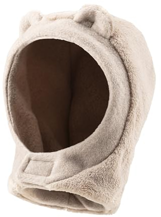 Sterntaler Schalmütze aus Teddyflausch - Unisex Baby und Kinder Mütze - gefüttert mit weichem Microfleece - Schlupfmütze - warme Wintermütze mit Klettverschluss - ab Geburt - beige, Größe 45