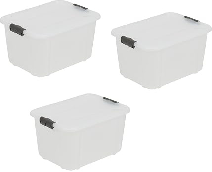 BranQ - Home essential Universeller Aufbewahrungsbehälter mit Deckel VELUR, 3er-Set, Grösse 16 l, BPA-frei Kunststoff PP, transparent