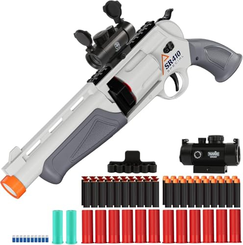 Toy Guns for Boys, Shotgun Foam Dart Blaster, Enhanced Revolver Children Outdoor CS Soft Bullet Toy Rifle, Birthday Xmas Gift Outdoor (Grey)