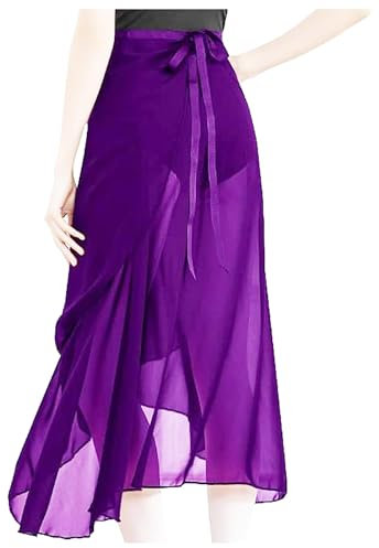 MUNAFIE Ballett Rock Damen Chiffon Wickelrock Ballettkleidung Verstellbare Taille Krawatten Tanz Röcke für Damen und Mädchen Lila Rock