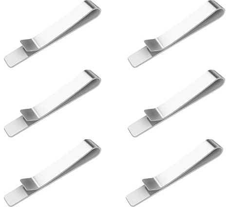 Anseom 6 Pcs Men's Tie Clips Tie Pin Clip Set Stainless Steel Men's Tie Clip Classic Simple Tie Bar Tie Bar Clips in Silver Matte brushed Tie Bar Necktie Clip for Wedding Business Gift