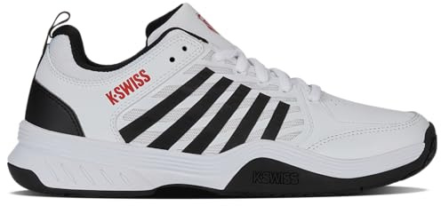 K-Swiss Men's Court Express 2 Tennis Shoe, White/Black/Mars Red, 9 M