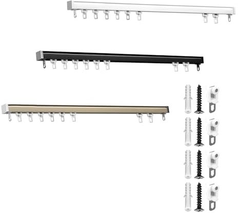 BVDHASDBT Versteckte Gardinenstangen-Deckenmontage, Versenkte Unsichtbare Gardinenschiene, Gerades Gardinenstangensystem for Fenster/Raumteiler - Deckenschiene(White,480cm)
