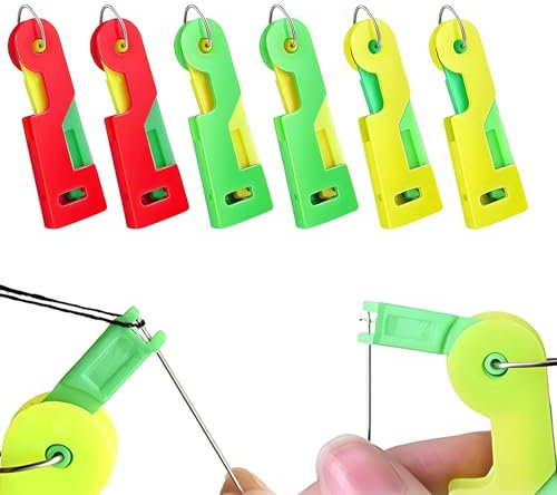 Bipl 6 Stück Nadeleinfädler, Kunststoff Nähnadeln Einfädle, Einfädelhilfe für Nähnadeln, Automatischer Einfädler Nadel Threading Tool für Handnähen, Einfädelhilfe Nähmaschinen Zubehör (Farbig)