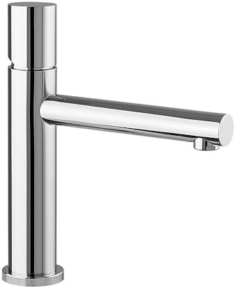 Miscelatore lavabo cromato senza leva in acciaio inox, manopola rotante e indicatori per l’acqua, GEMINI