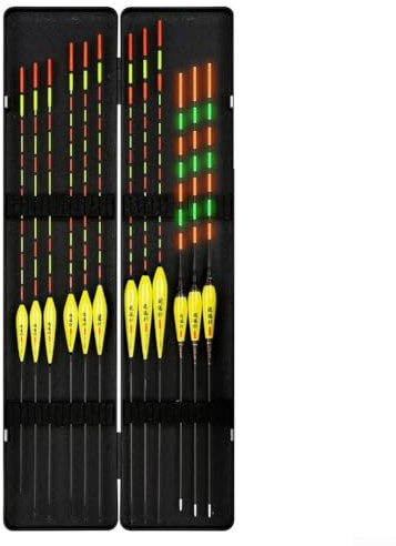 Feeshoppher Kit di galleggianti da pesca 12 pezzi Bob-bers in legno Bob-ber Kit da pesca professionale Set di galleggianti da pesca in legno Indicatore di morso da pesca Attrezzatura da pesca