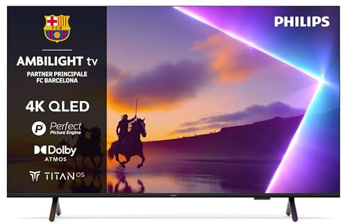 Philips Ambilight 50PUS8510 4K QLED Smart TV - Pantalla de 50 Pulgadas con Plataforma Titan OS, Pixel Precise Ultra HD y Sonido Dolby Atmos - Funciona con Alexa y con el Asistente de Voz de Google