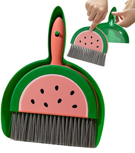 Scopa portatile a mano - simpatico set paletta, spazzola resistente, leggera | piccola paletta per la scrivania, bordo flessibile, per raccogliere sporco e briciole, frutto, cartone a