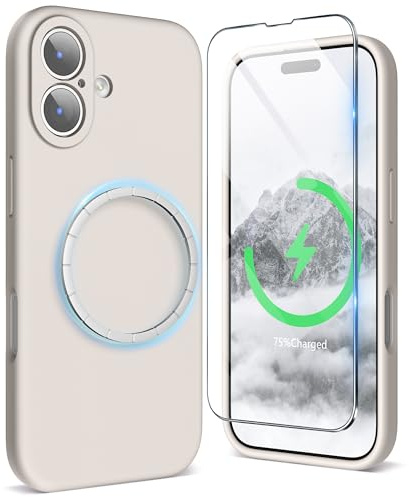 SURPHY für iPhone 17 Hülle 6,3 für MagSafe mit Vollständiger Kameraschutz aus Buntem Silikon, Stoßfest Handyhülle iPhone 17 Case für Alles Magnetische Zubehör, Stone