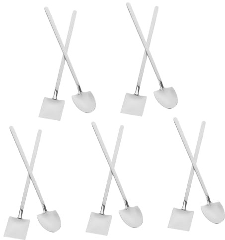 Cabilock 10 piezas Cucharas Vintage Inoxidable Forma de Pala Mango para Degustación Café Té y Postres Utensilios Versátiles para Uso Diario y Reuniones Familiares