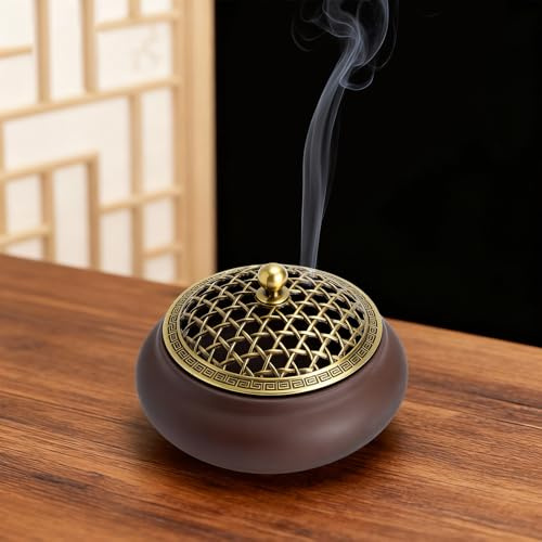 Quemador Incienso CeráMica Vintage Alfombrilla IgníFuga, Estilo Zen AsiáTico Negro Mate para MeditacióN, Yoga y Aromaterapia, Quemador Artesanal Decorativo Oriental Ideal Bienestar y Regalo el Hogar