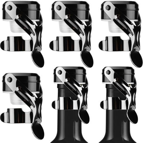 Wozzies 4 Pezzi Tappi per Bottiglie Vino Spumante, Tappi in Acciaio Inossidabile Tappo Riutilizzabile da Vino, Sigillare Bottiglie di Vini a Prova di Perdite, per Vino Rosso,Champagne, Vino Frizzante