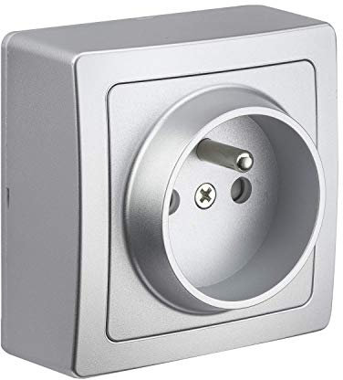 Interrupteur va et vient - Prises electriques Standard - Prise extra plate - Prise murale - Interrupteur va et vient sans Fil - Prise murale - Gamme Blok - Prise 2P+T Alu