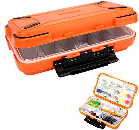 Tackle Box,RoadLoo Kunststoff Tackle Box Klar Haken fishingtackle Wasserdicht Sichtbar Hardbaits Haken Köderbehälter 16 Faecher wasserdichte Box für Kunstköder Köderbox Wobbler Angelköder (Orange)