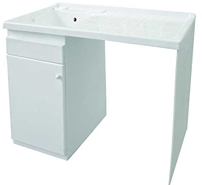 CeramicStore Mobile lavatoio con coprilavatrice 108x60 H.90 in resina adatto all'esterno- Versione con lavatoio a Sinistra