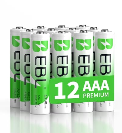EBL Rechargeable AAA Batteries 1100mAh Ni-MH AAA Rechargeable Batteries 12 Pack