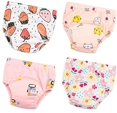 Heekcaa Potty Training Underwear Girls 2T,3T,4T,Toddler Underwear for Baby Girls 4 Pack (Rose Red, 2 years)