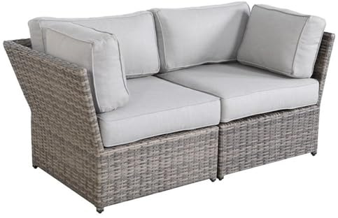 Living Source International 2-Person Wicker Seating Group with Cushions in Gray