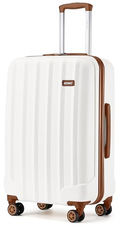 Kono 24 Inch Hard Shell Luggage Lightweight ABS+PC Suitcase with 4 Spinner Wheels Business Trip Trolley Case Suitcase (Cream White)