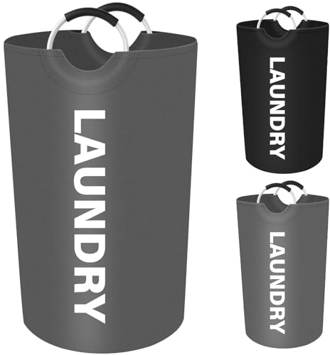 Ceste per la Biancheria, Mezzar 90L Grandi Portabiancheria Pieghevole, Oxford Durevole Cestino Biancheria Sporca Cesto Portabiancheria con maniglia per Biancheria, Vestiti, Coperte (Gris)