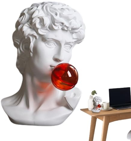 AALLYN Greek Bust Statue,David Blowing Bubbles Sculpture Unique - Decorative Desktop Art Statue, Waterproof Multifunctional Craft Ornaments Home Decor for Bookshelf, Windowsill