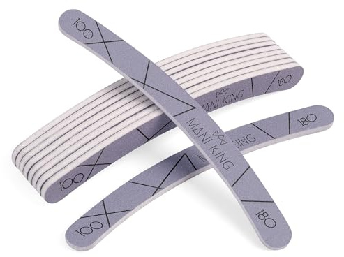 MANI KING High wertowe - Lima per unghie usa e getta, 100/180, 25 pezzi, per manicure e pedicure, per unghie in gel, ideale per unghie in gel