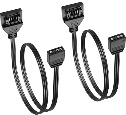 GINTOOYUN 2-Pcs 5V 3-Pin ARGB auf 6-Pin Kabel 5V 3-Pin ARGB Buchse Stecker auf 6-Pin Stecker Kabel für Chassis Neon LED(11.8Inch) (6 Nadeln)