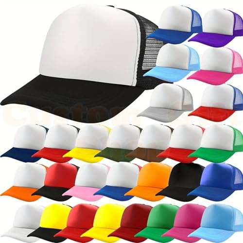 noTrash2003 Trucker Mesh Baseball Cap Truckerkeps Unisex En storlek och barnmodeller Basecap Baseballkeps över 40 färger enfärgad tvåfärgad polyester bomull, Slumpmässig färg, one size