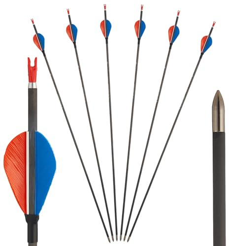 Toparchery 6er Carbonpfeile 31 Zoll Reine Carbon Pfeile für Bogenschießen | |ID 4,2 mm ,mit Naturfedern, Spine 700/900, für Anfänger & Profi, für Recurvebogen Compoundbogen,Bogenschießen erwachsene