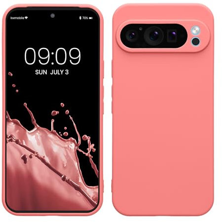 kwmobile Case Compatible with Google Pixel 9 Pro XL Case - Protective Slim TPU Phone Cover - Soft Matte Finish - Pastel Coral