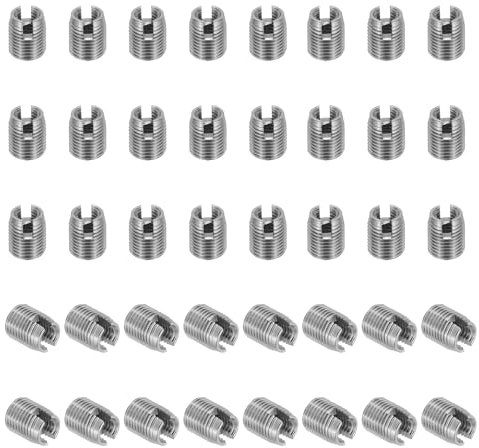 PATIKIL Insertos Roscados Autorroscantes, 40 Piezas M3 X M5 X 6mm Adaptador de Rosca de Acero Inoxidable 303 Reductor Tornillo Ranurado Insertos de Reparación Tuercas Manga
