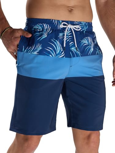Arcweg Men's Swimming Shorts 2 in 1 Quick Dry Long Swimming Trunks with Compression Lined Surfing Stretchy Beach Shorts with Zipper Pockets 2XL(UK)