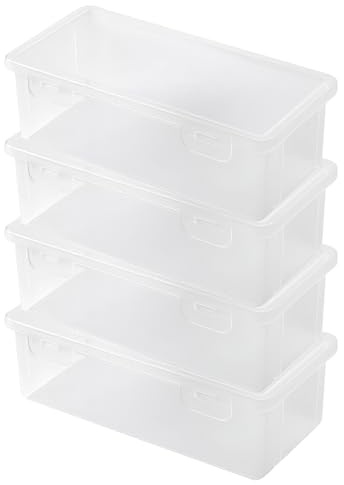 Torytoe boîte à crayons empilable, Lot de 4 Organisateur de bureau en plastique avec couvercle étanche, superposable boîte de rangement pour pinceaux et stylos