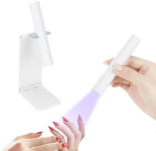 UV Lampe für Gelnägel, Tragbar kleine UV Nagellampe, UWiederaufladbar, mit Ständer, Mini U V LED Lampe für Nägel, für Gel Nagellack, zum Aushärten von Nagelkleber & Nail Tips, für Anfänger (Salon)